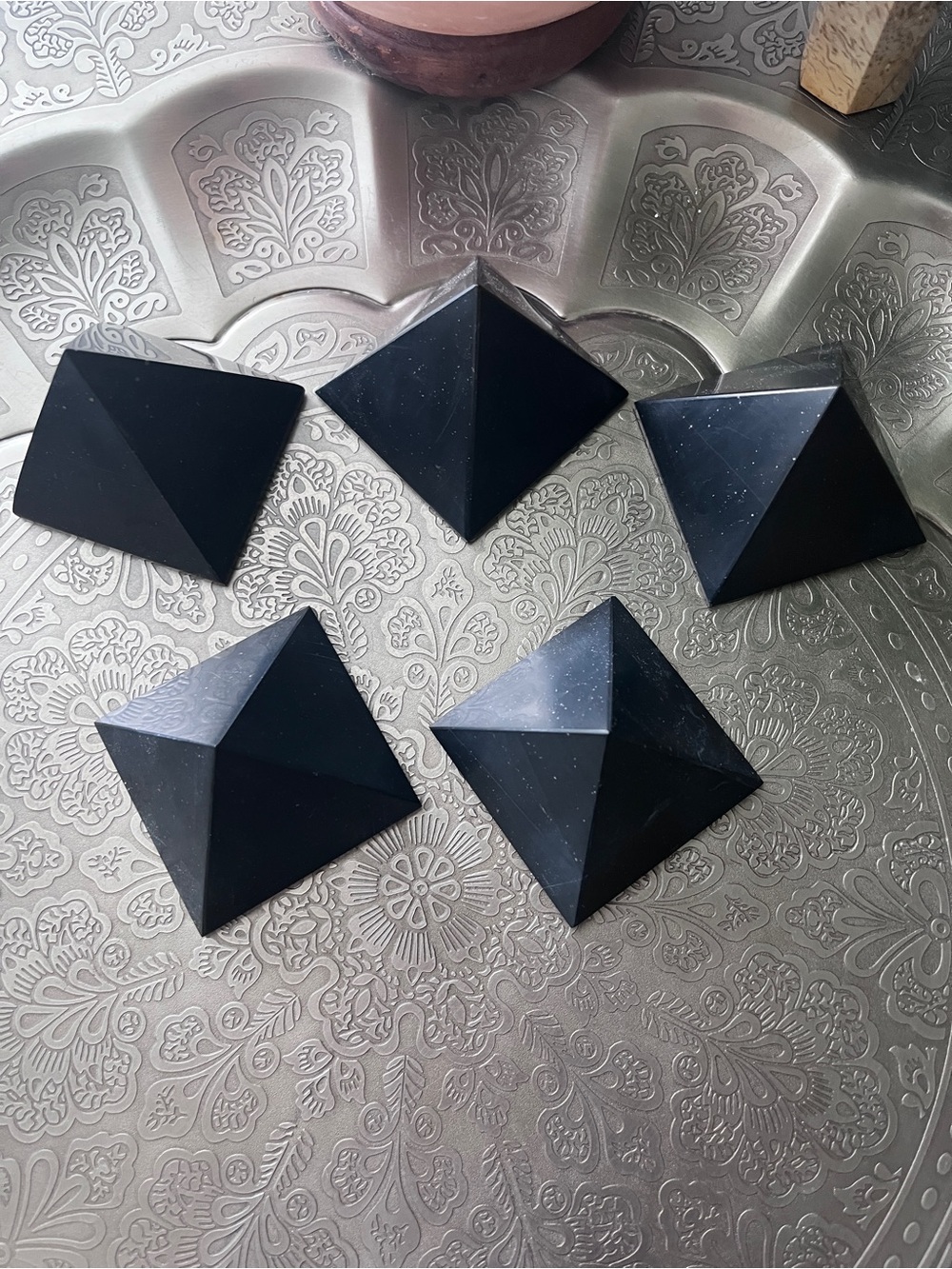 Black onyx with pyrite pyramid